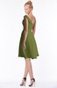 ColsBM Chloe Olive Green Classic Fit-n-Flare Zip up Chiffon Knee Length Ruching Bridesmaid Dresses