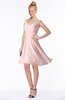 ColsBM Chloe Pastel Pink Classic Fit-n-Flare Zip up Chiffon Knee Length Ruching Bridesmaid Dresses