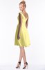 ColsBM Chloe Pastel Yellow Classic Fit-n-Flare Zip up Chiffon Knee Length Ruching Bridesmaid Dresses