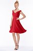 ColsBM Chloe Red Classic Fit-n-Flare Zip up Chiffon Knee Length Ruching Bridesmaid Dresses