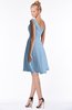 ColsBM Chloe Sky Blue Classic Fit-n-Flare Zip up Chiffon Knee Length Ruching Bridesmaid Dresses