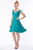 ColsBM Chloe Teal Classic Fit-n-Flare Zip up Chiffon Knee Length Ruching Bridesmaid Dresses