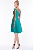 ColsBM Chloe Teal Classic Fit-n-Flare Zip up Chiffon Knee Length Ruching Bridesmaid Dresses