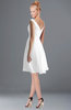 ColsBM Chloe White Classic Fit-n-Flare Zip up Chiffon Knee Length Ruching Bridesmaid Dresses