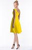 ColsBM Chloe Yellow Classic Fit-n-Flare Zip up Chiffon Knee Length Ruching Bridesmaid Dresses