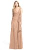 ColsBM Ashlyn Almost Apricot Luxury A-line V-neck Zip up Floor Length Bridesmaid Dresses