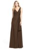 ColsBM Ashlyn Chocolate Brown Luxury A-line V-neck Zip up Floor Length Bridesmaid Dresses