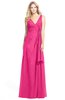ColsBM Ashlyn Fandango Pink Luxury A-line V-neck Zip up Floor Length Bridesmaid Dresses