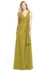 ColsBM Ashlyn Golden Olive Luxury A-line V-neck Zip up Floor Length Bridesmaid Dresses