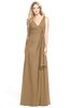 ColsBM Ashlyn Indian Tan Luxury A-line V-neck Zip up Floor Length Bridesmaid Dresses