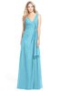ColsBM Ashlyn Light Blue Luxury A-line V-neck Zip up Floor Length Bridesmaid Dresses