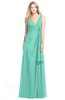 ColsBM Ashlyn Mint Green Luxury A-line V-neck Zip up Floor Length Bridesmaid Dresses