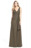 ColsBM Ashlyn Otter Luxury A-line V-neck Zip up Floor Length Bridesmaid Dresses