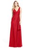 ColsBM Ashlyn Red Luxury A-line V-neck Zip up Floor Length Bridesmaid Dresses