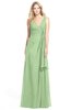ColsBM Ashlyn Sage Green Luxury A-line V-neck Zip up Floor Length Bridesmaid Dresses