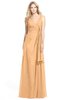 ColsBM Ashlyn Salmon Buff Luxury A-line V-neck Zip up Floor Length Bridesmaid Dresses