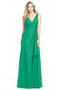 ColsBM Ashlyn Sea Green Luxury A-line V-neck Zip up Floor Length Bridesmaid Dresses