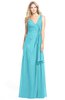 ColsBM Ashlyn Turquoise Luxury A-line V-neck Zip up Floor Length Bridesmaid Dresses