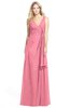 ColsBM Ashlyn Watermelon Luxury A-line V-neck Zip up Floor Length Bridesmaid Dresses