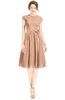ColsBM Jane Almost Apricot Mature Fit-n-Flare High Neck Zip up Chiffon Bridesmaid Dresses