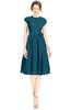 ColsBM Jane Moroccan Blue Mature Fit-n-Flare High Neck Zip up Chiffon Bridesmaid Dresses