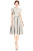 ColsBM Jane Off White Mature Fit-n-Flare High Neck Zip up Chiffon Bridesmaid Dresses