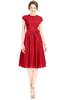 ColsBM Jane Red Mature Fit-n-Flare High Neck Zip up Chiffon Bridesmaid Dresses