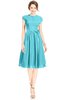 ColsBM Jane Turquoise Mature Fit-n-Flare High Neck Zip up Chiffon Bridesmaid Dresses