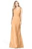ColsBM Amina Apricot Gorgeous Fit-n-Flare V-neck Sleeveless Chiffon Ruching Bridesmaid Dresses