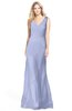 ColsBM Amina Blue Heron Gorgeous Fit-n-Flare V-neck Sleeveless Chiffon Ruching Bridesmaid Dresses