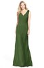 ColsBM Amina Garden Green Gorgeous Fit-n-Flare V-neck Sleeveless Chiffon Ruching Bridesmaid Dresses