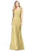 ColsBM Amina Gold Gorgeous Fit-n-Flare V-neck Sleeveless Chiffon Ruching Bridesmaid Dresses