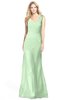 ColsBM Amina Light Green Gorgeous Fit-n-Flare V-neck Sleeveless Chiffon Ruching Bridesmaid Dresses
