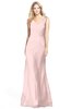 ColsBM Amina Pastel Pink Gorgeous Fit-n-Flare V-neck Sleeveless Chiffon Ruching Bridesmaid Dresses