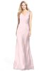 ColsBM Amina Petal Pink Gorgeous Fit-n-Flare V-neck Sleeveless Chiffon Ruching Bridesmaid Dresses