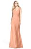 ColsBM Amina Salmon Gorgeous Fit-n-Flare V-neck Sleeveless Chiffon Ruching Bridesmaid Dresses