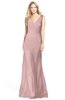 ColsBM Amina Silver Pink Gorgeous Fit-n-Flare V-neck Sleeveless Chiffon Ruching Bridesmaid Dresses