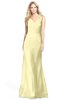ColsBM Amina Soft Yellow Gorgeous Fit-n-Flare V-neck Sleeveless Chiffon Ruching Bridesmaid Dresses