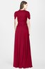 ColsBM Rosie Dark Red Elegant A-line V-neck Short Sleeve Zip up Bridesmaid Dresses
