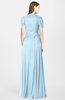 ColsBM Rosie Ice Blue Elegant A-line V-neck Short Sleeve Zip up Bridesmaid Dresses