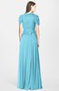 ColsBM Rosie Light Blue Elegant A-line V-neck Short Sleeve Zip up Bridesmaid Dresses