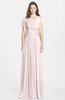 ColsBM Rosie Light Pink Elegant A-line V-neck Short Sleeve Zip up Bridesmaid Dresses