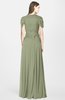 ColsBM Rosie Moss Green Elegant A-line V-neck Short Sleeve Zip up Bridesmaid Dresses