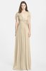 ColsBM Rosie Novelle Peach Elegant A-line V-neck Short Sleeve Zip up Bridesmaid Dresses