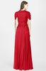 ColsBM Rosie Red Elegant A-line V-neck Short Sleeve Zip up Bridesmaid Dresses
