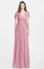 ColsBM Rosie Rosebloom Elegant A-line V-neck Short Sleeve Zip up Bridesmaid Dresses