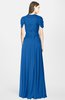 ColsBM Rosie Royal Blue Elegant A-line V-neck Short Sleeve Zip up Bridesmaid Dresses