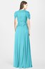 ColsBM Rosie Turquoise Elegant A-line V-neck Short Sleeve Zip up Bridesmaid Dresses