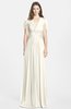ColsBM Rosie Whisper White Elegant A-line V-neck Short Sleeve Zip up Bridesmaid Dresses