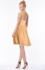 ColsBM Belen Apricot Modest Halter Chiffon Knee Length Ruching Bridesmaid Dresses